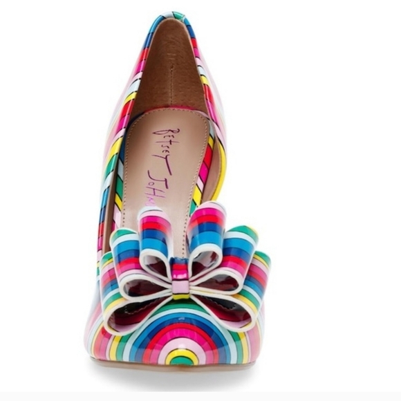 Betsey Johnson Prince-P Bright Multicolor Bow Pumps - Picture 5 of 9